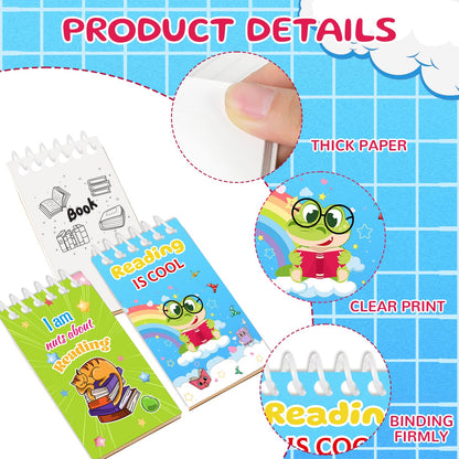 YYMYMGJ 24 Pcs Reading Book Mini Spiral Notebooks Love to Read Pocket Notepads Journal Memo Pads for Reading Book Birthday Party Favors Gifts Goodie Bag Office School Classroom Rewards