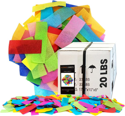 Ultimate Confetti, Multicolor Biodegradable Confetti - Rectangular Fluttering Tissue Paper Confetti for Cannon and Launcher use - Best for Holidays, Birthday, Wedding, and Parties - 1 lb, 16 oz