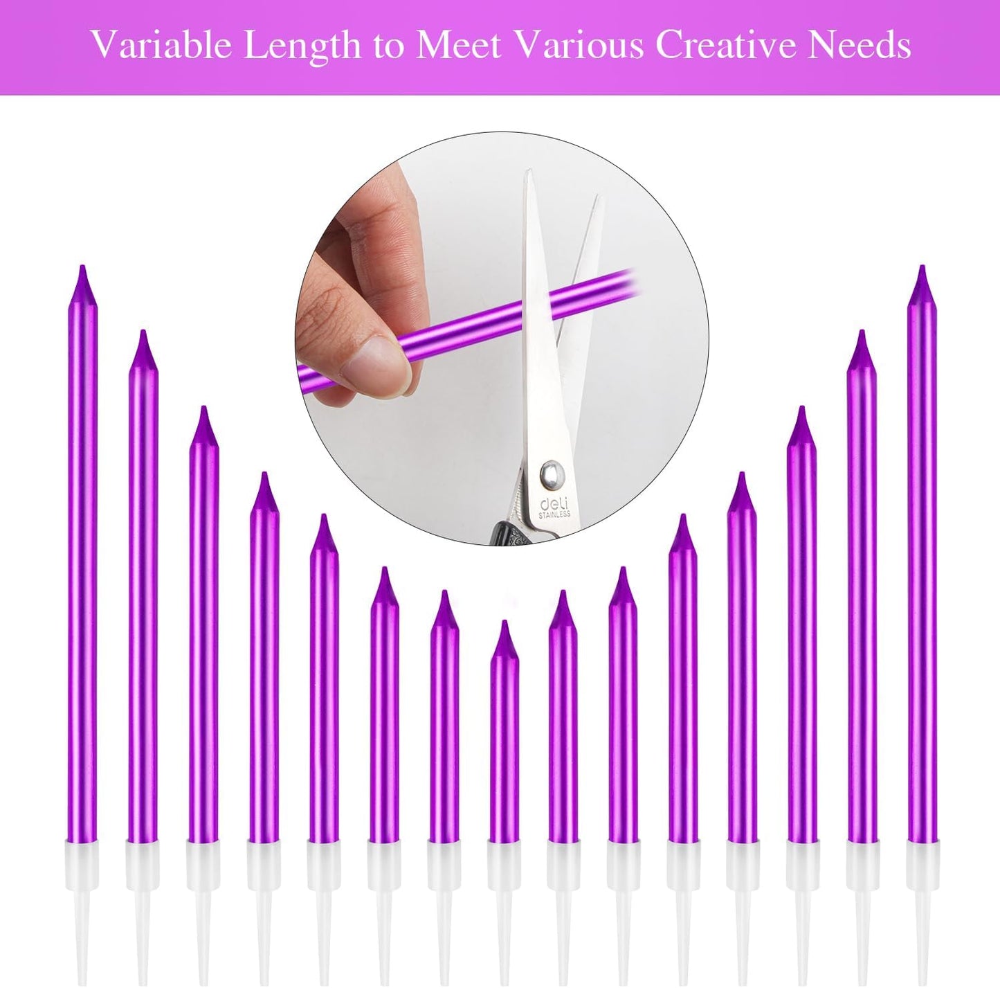 BEAN LIEVE 24-Count Birthday Candles - Long Thin Cake Candles Slow Burning Candles for Birthday, Wedding, Lucky Party Decoration (Champagne Gold)