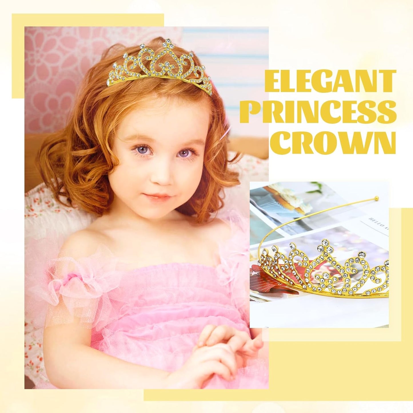 inSowni 8 Pieces Gold Metal Sparkly Rhinestone Princess Tiara Crown Headbands Wedding Birthday Party Prom Headpieces for Women Girls Brides Bridesmaids