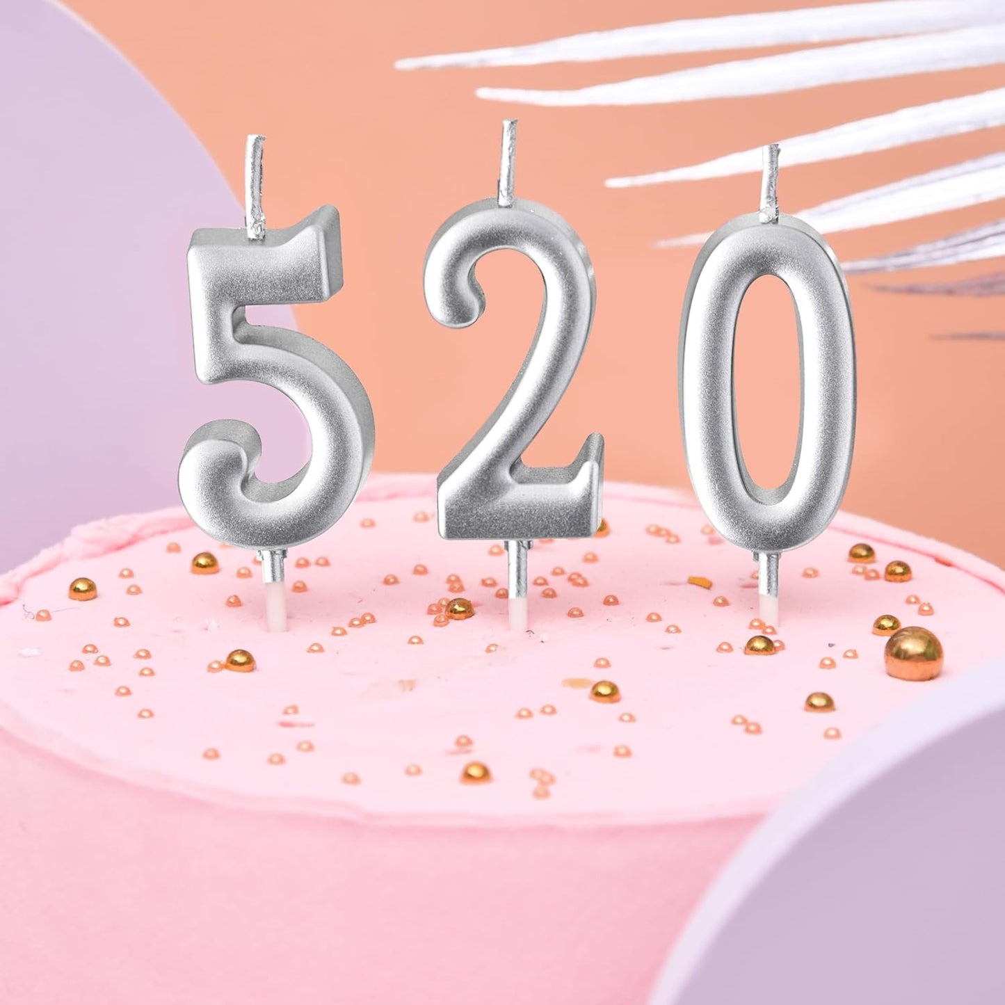 PHD CAKE 10-Pieces Pink Numeral Birthday Candles, Cake Numeral Candles Number 0-9 Glitter Cake Topper Decoration for Birthday,Wedding Anniversary,Party Celebration