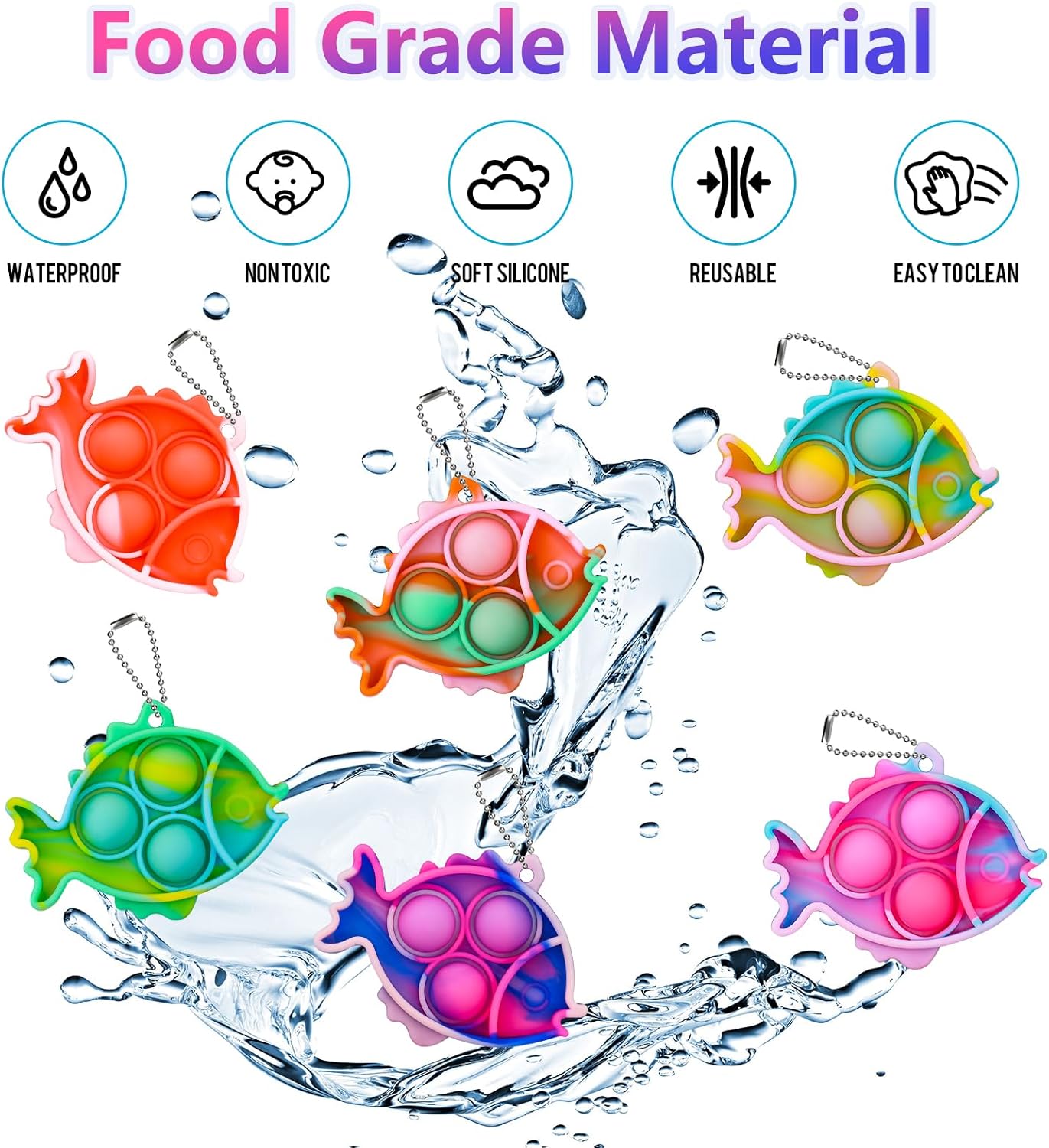 Pop Fidget Toys Bulk Its Party Favors for Kids 4-8 8-12 30 Pack Mini Pop Keychain It Small Fidgets for Classroom Prizes School End of Year Student Gifts from Teacher Birthday Goodie Bag Stuffers