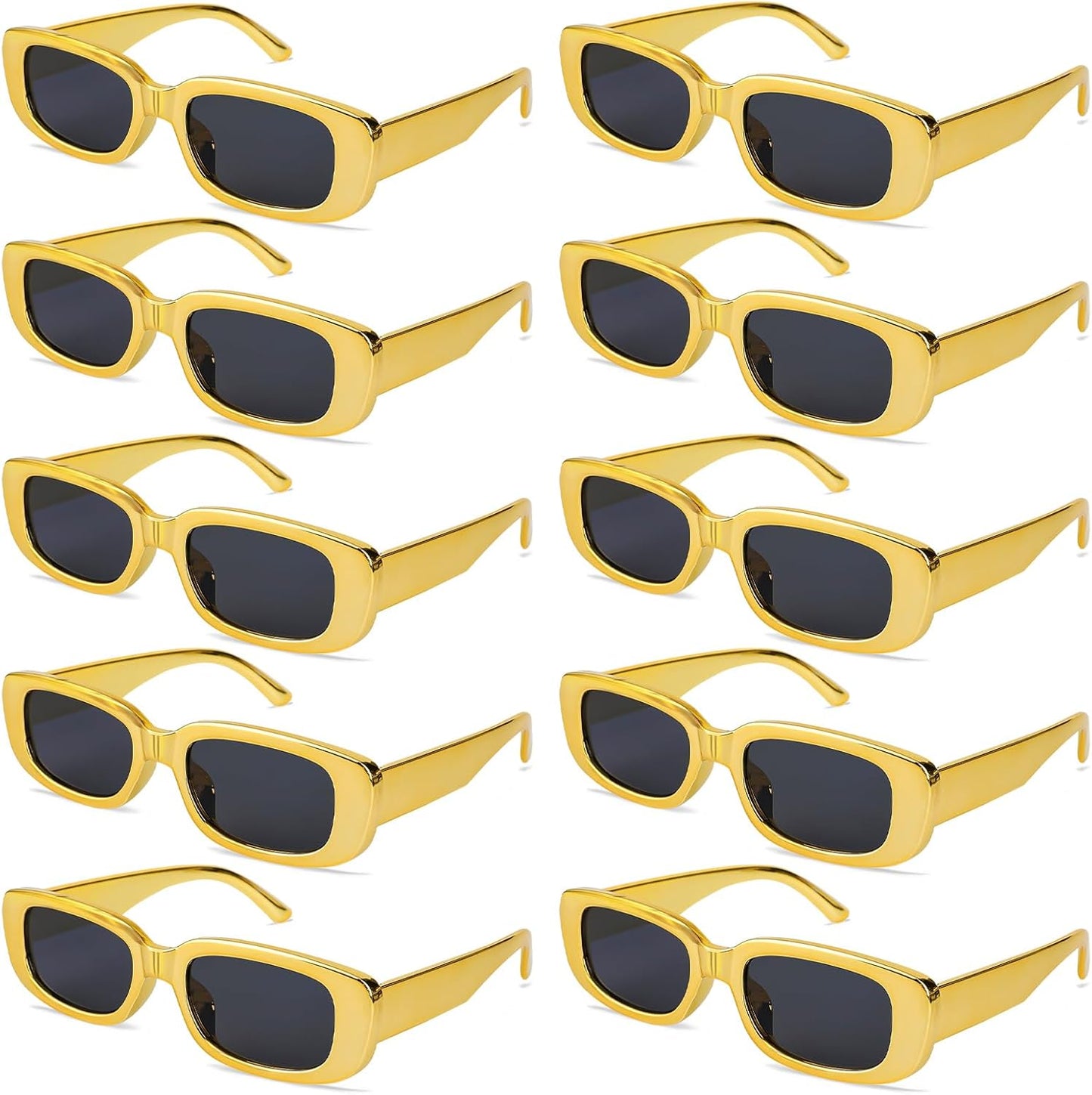 SUNOVELTIES 10 Pack Rectangle Sunglasses for Women Retro Narrow Square Glasses 90s Aesthetic Vintage Eyewear Uniex Adult