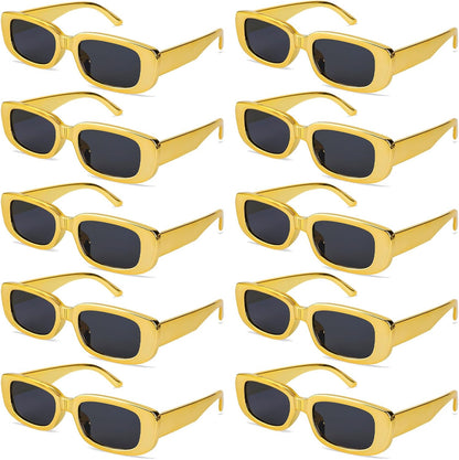 SUNOVELTIES 10 Pack Rectangle Sunglasses for Women Retro Narrow Square Glasses 90s Aesthetic Vintage Eyewear Uniex Adult