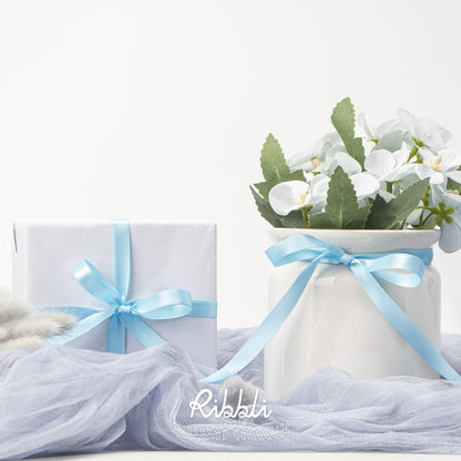 Ribbli Double Faced White Satin Ribbon,3/8” x Continuous 25 Yards,Fabric Ribbon use for Bows Bouquet,Gift Wrapping,Floral Arrangement