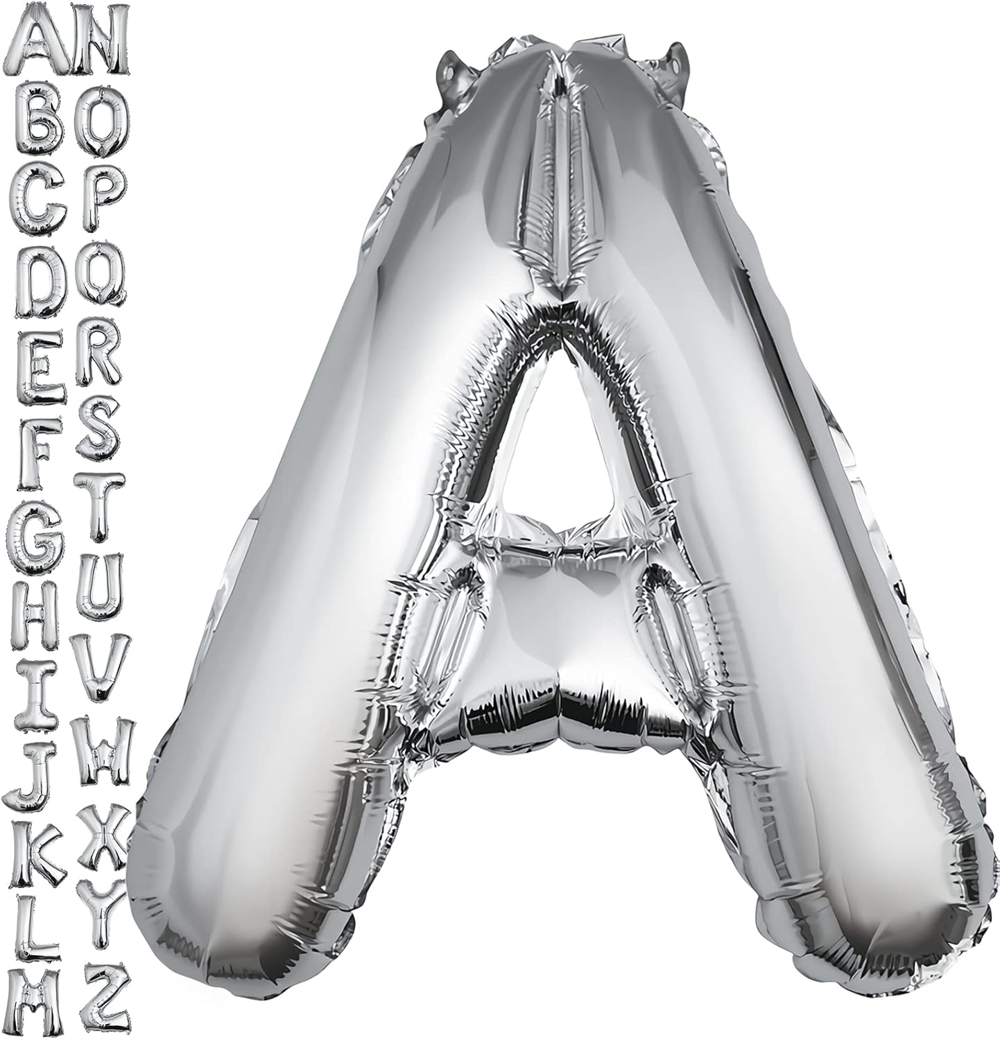 40 inch Silver Letter A Balloon, Big Size Alphabet Foil Mylar Helium Balloons for Birthday Party Celebration Wedding Anniversary Baby Shower Decorations Supplies Alphabet A