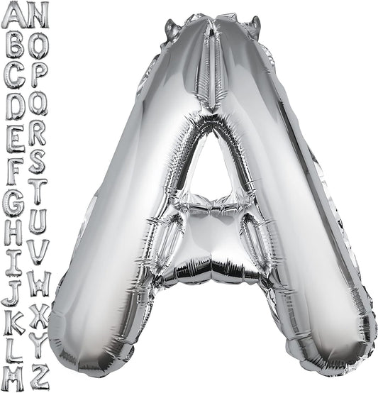40 inch Silver Letter A Balloon, Big Size Alphabet Foil Mylar Helium Balloons for Birthday Party Celebration Wedding Anniversary Baby Shower Decorations Supplies Alphabet A