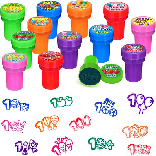 Cinrobiye 24 PCS Flower Party Stampers，Spring Daisy Birthday Favors for Girls Boys, Groovy Floral Party Supplies, Classroom Rewards, Goodie Bag & Pinata Fillers, Carnival Prizes - Colors A