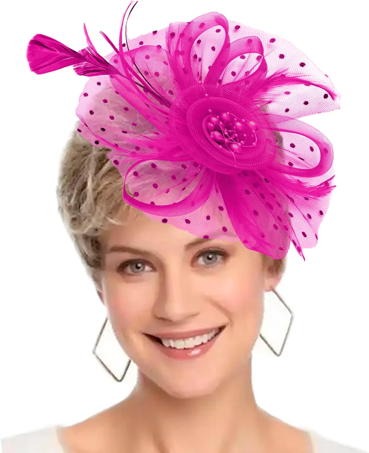 Fascinators Hat Women Tea Party Headband Flower Cocktail Mesh Feathers Hair Clip Kentucky Derby Hat Wedding