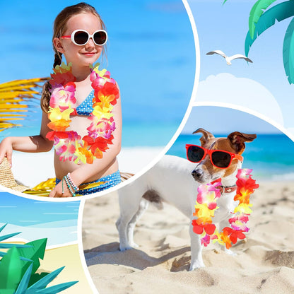 Sherr 24 Pcs LED Leis Light Up Purple and Gold Hawaiian Flower Necklaces, Graduation 2026 Party Supplies, Class of 2026 Leis for Beach Wedding Luau Glow Party Favors