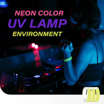 Neon Stars Yellow Green Paper Wristbands for Events, 100 Count 3/4" Paper Bracelets for Event Entry, Festivals, Parties, Clubs (Neon Star Yellow Green, 100)