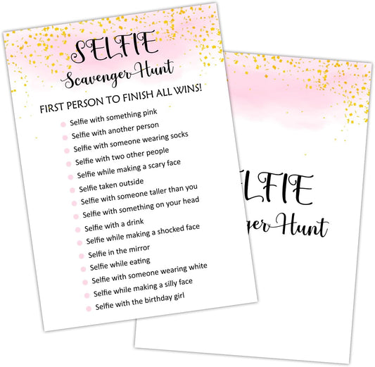 Selfie Scavenger Hunt - Adult Birthday Party Games Decoration for Adult Friend, Birthday Party Activities Sleepover Party Favor Supplies for Adult, 20 Birthday Games Card Set -06