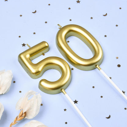 2.76 Inch Classical Gold 5 Number Birthday Candles, Gold Number Candles, Cake Number Candles, Party Celebration