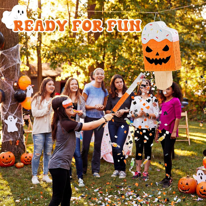 Blueweenly Summer Halloween Ice Cream Piñata Halloween in Summer Piñata with Stick Blindfold Confetti for Party Decorations Photo Prop Party Supply 15.75''x 8.27''x 3.15''