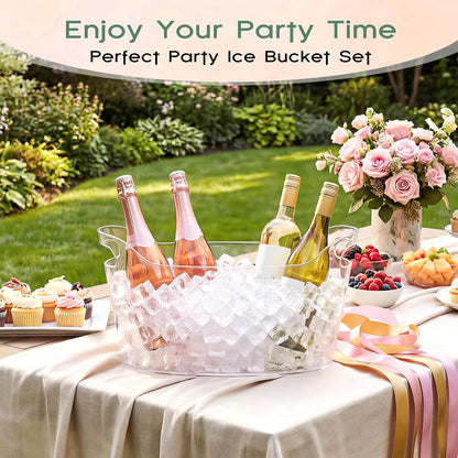 10 Pack 6.5l Ice Bucket for Party, Clear Plastic Champagne Cooler with Ice Scoop & Metal Bottle Opener, Large Portable Drink Beverage Tub for Beer & Mimosa Bar Supplies