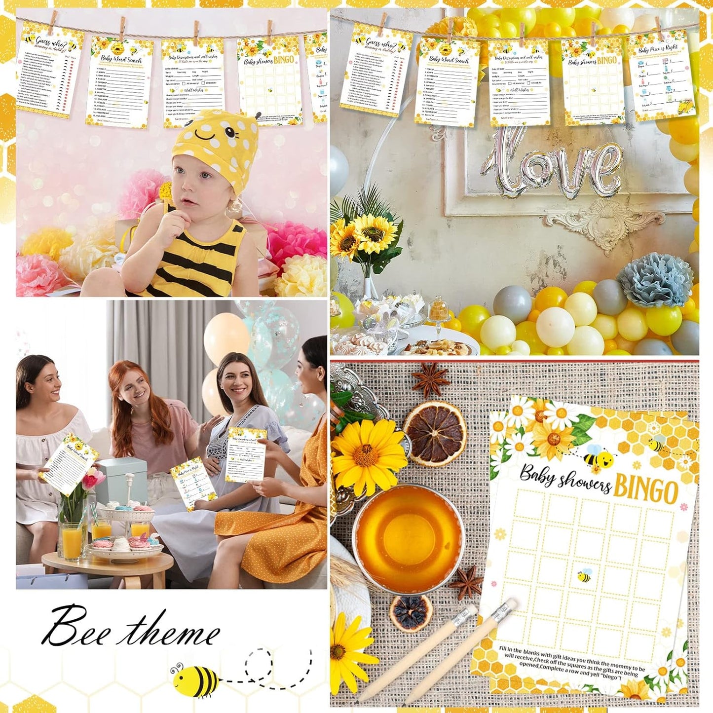 Yinder 145 Pcs Baby Shower Games Activities Cards with 20 Pencils Includes Baby Bingo Description and Wishes Guess Who Price is Right Word Scramble Game(Here Comes the Son)