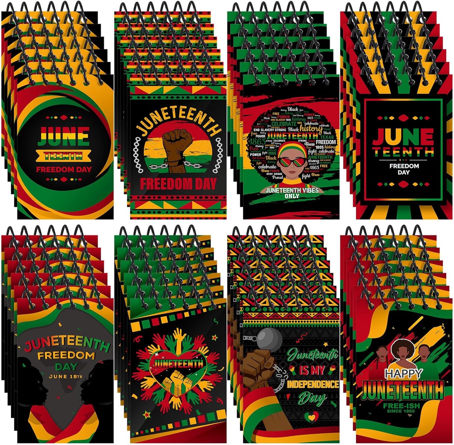Containlol 24 Pieces Mini Juneteenth Notebooks, Black History Small Mini Memo Pad Notepads for Birthday Gift, Juneteenth Party Favor Supplies, 8 Patterns