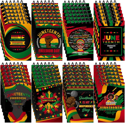 Containlol 24 Pieces Mini Juneteenth Notebooks, Black History Small Mini Memo Pad Notepads for Birthday Gift, Juneteenth Party Favor Supplies, 8 Patterns