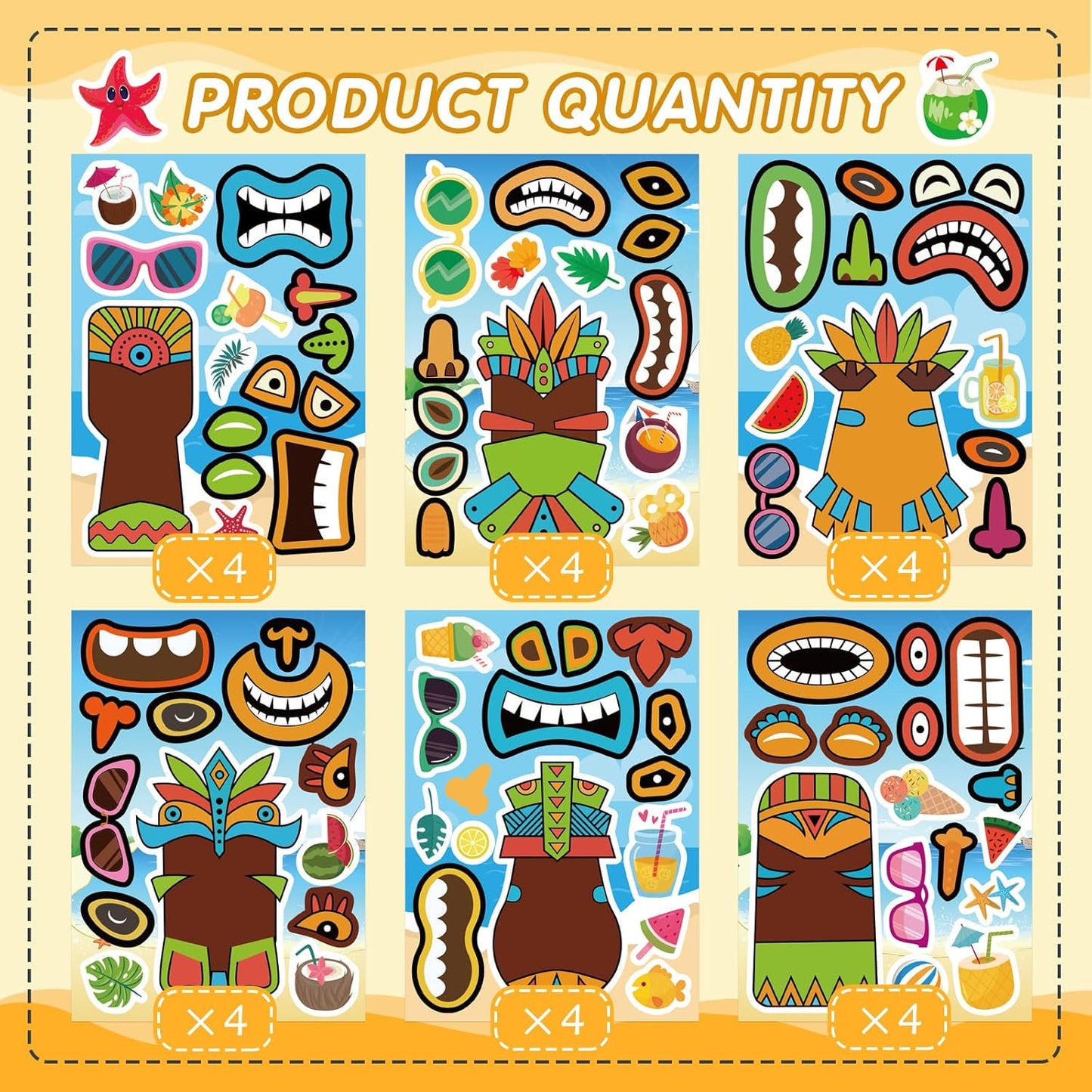 24 Sheets Make a Face Stickers for Kids Toddlers, Make Your Own Animal Mix and Match Sticker Sheets with Sea Animals Horses Dinosaurs Unicorns for Kids Crafts Party Favors Goodie Bags Stuffers
