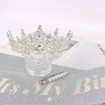 CURASA Birthday Tiara and Sash - Silver Birthday Crown for Women, Perfect for Parties and Celebrations