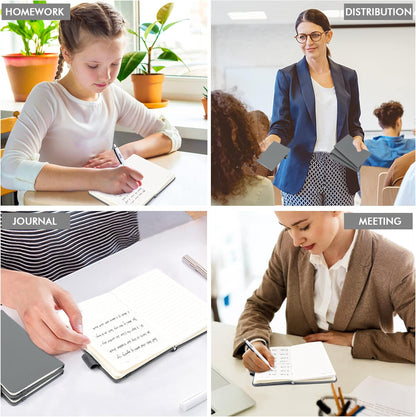 feela 6 Pack Pocket Small Notebooks Bulk, Mini Cute Memo Notepads Hardcover College Ruled Lined Journals with Pen Holder for Women Girls Office School, with 6 Black Pens, 3.5”x 5.5”, A6, Rose Pink