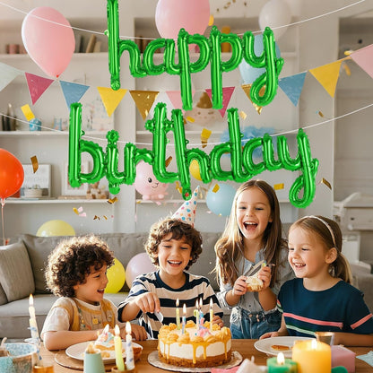 Happy Birthday Balloons Banner Foil Letters Balloons Connected, Personalized Birthday Signs for Women Men Boys Girls Birthday Party Decorations, Small Gold