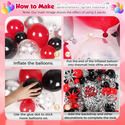 153Pcs Black and Silver White Balloon Garland Arch Kit with Stars, 22 18 12 10 5 inch Disco Ball Balloons Black White Metallic Silver Confetti Balloon for Birthday Graduation Party Decorations