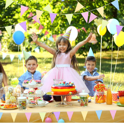 Tatuo 200 Feet Solid Pennant Banners Flags String Triangle Hanging DIY Bunting Flags Party Decorations for Grand Opening Party Banners for Kids Birthday, Shops (White)