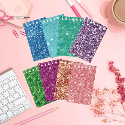 24Pcs Colorful Flash Theme Mini Notebooks Birthday Party Supplies Favors Goodie Bag Stuffers Glitter Colorful Little Pocket NotePads Gift Rewards Supplies for Party 8 Styles 25 Pages Each