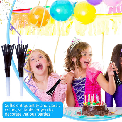 Noise Makers Party Horns, 60 Pack, Purple Metallic Glitter with Fringe, for Birthday, Wedding, New Year