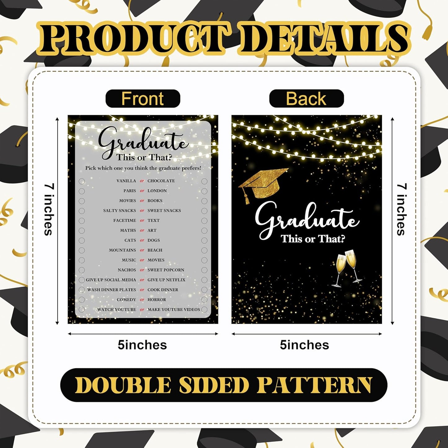 Graduation Games, Black Gold Grad Party Game Cards for Adults, Graduation Guest Bingo Games, Graduation Celebration Party Favors Supplies, 25 Pack (08)