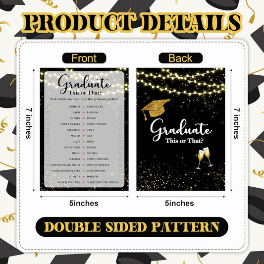 Graduation Games, Black Gold Grad Party Game Cards for Adults, Graduation Guest Bingo Games, Graduation Celebration Party Favors Supplies, 25 Pack (08)