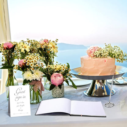 Wedding Guest Book with Pen and Table Cards, 9 x 9 Inch Guest Book Wedding Reception 50 Sheets Sign in Book Wedding Memory Book for Wedding Party Bridal or Baby Shower Guest Visitor (Elegant Style)