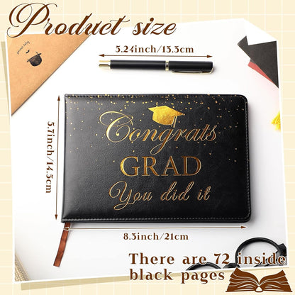 Frienda 2026 Graduation Guest Book Leather Guest Sign in Book with Pen Graduation Party Favors Congratulation Graduates Signature Books(Class of 2026,Black, Gold)