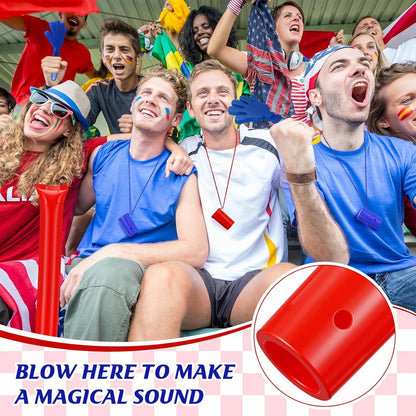 48 Pcs Cheering Noisemakers Set Included 12 Pcs Mini Air Horns Noisemakers 12 Hand Clappers 24 Thunder Sticks for Birthdays Sporting Events (Horn,Blue)