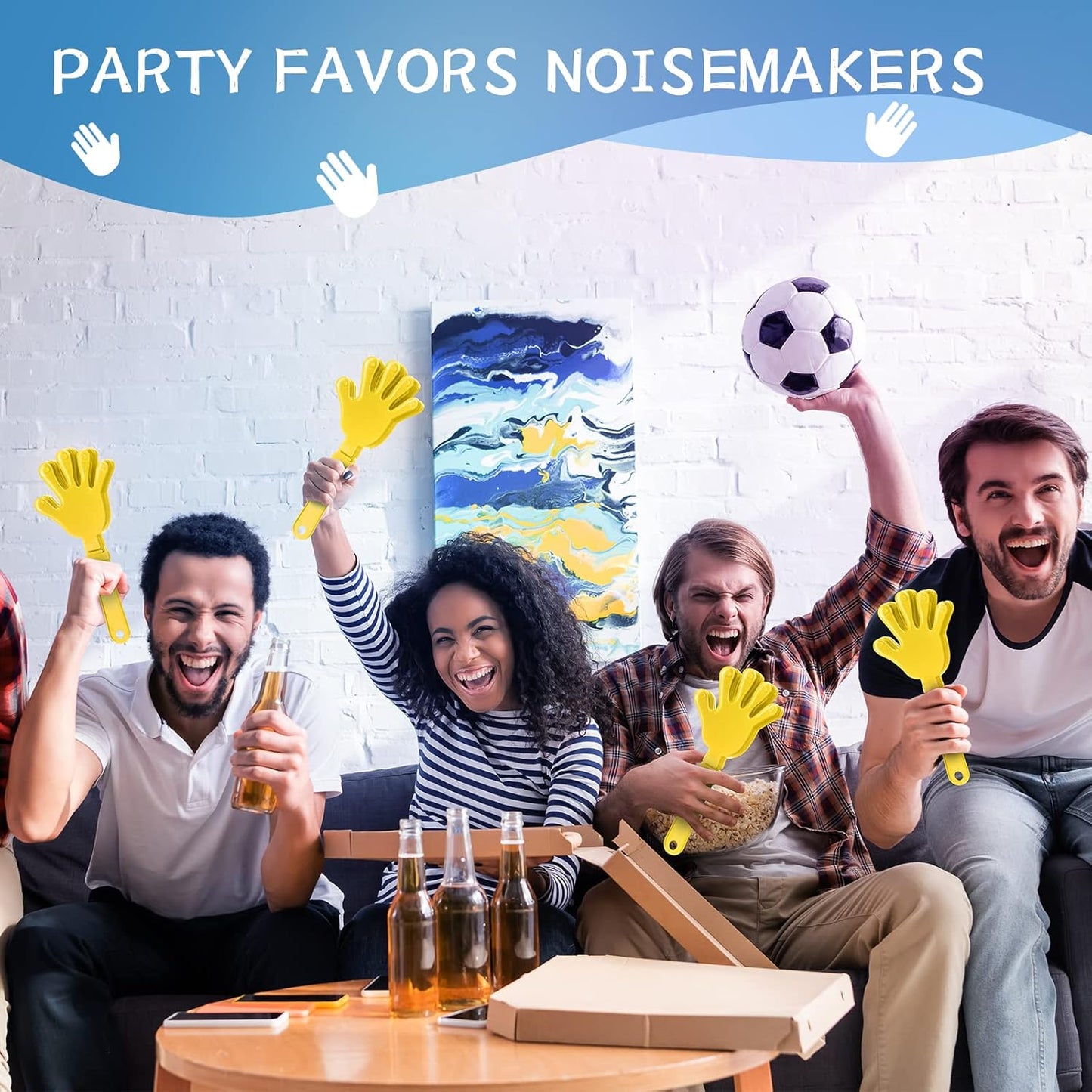 12 Pieces Black Hand Clappers 7.5 Inch Clappers Noisemakers Noise Makers Party Favors Plastic Party Clapper for Sporting Events Cheers Ball Dance Basketball Football Noisemakers（Black）