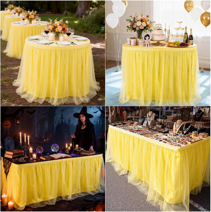 THARAHT Tulle Table Skirt 6FT 180CM Long for Rectangle Tables Round Tables Ruffle Desk Skirt for Princess Girls Birthday Party Cake Dessert Decorations Table Skirt