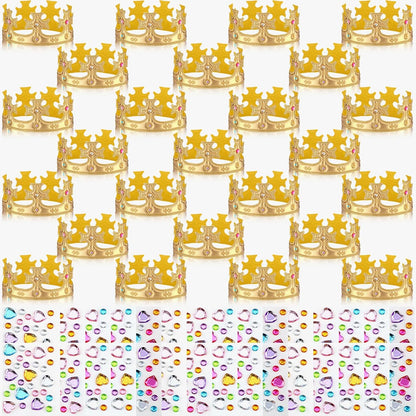 Yaomiao 66 Pieces Foam Princess Tiaras DIY Crowns Kids Party Favors Craft Crystal Diamond Sticker Girls Making Your Own Tiara (Gold)