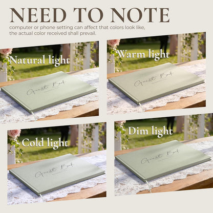 Vienrose Wedding Guest Book Journal, Wedding Registry Must Haves Things with 80 Blank Pages, Linen Photo Guestbook to Sign at Reception Party, Create Your Customizable Memory Album, Dusty Sage Green