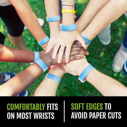 100 WristCo Metallic Gold Tyvek Wristbands for Events - ¾” x 10” - Waterproof Recyclable Comfortable Tear Resistant Paper Bracelets Wrist Bands for Concerts Festivals Admission Party