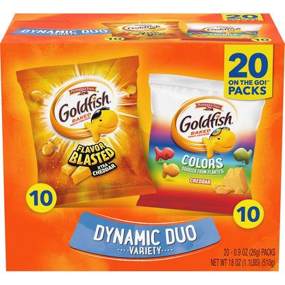 Goldfish Crackers Big Smiles Variety Pack with Cheddar, Colors, and Pretzels, Snack Packs, 30 Ct