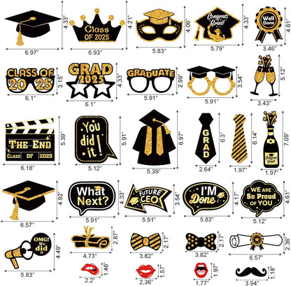 30 Pcs Graduation Photo Booth Props 2026,Grad Party Supplies for College, Graduation Deco Class Favors Supplies, Party Decorations Set Picture Props