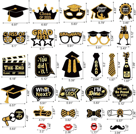 30 Pcs Graduation Photo Booth Props 2026,Grad Party Supplies for College, Graduation Deco Class Favors Supplies, Party Decorations Set Picture Props