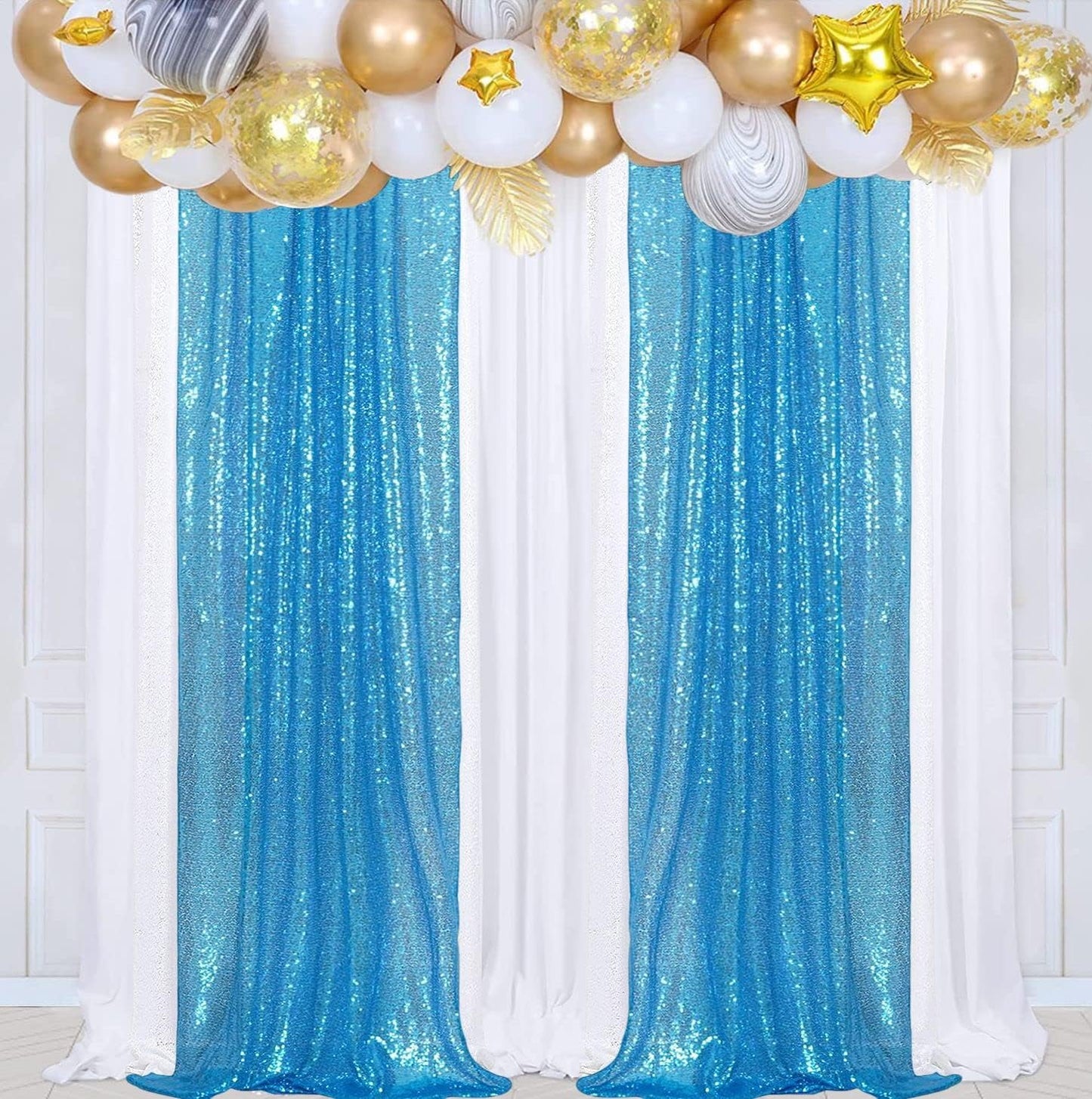 Poise3EHome Black Sequin Backdrop Curtains, 2 Panels 2FTx8FT Glitter Photo Booth Backdrop for Halloween Birthday Bachelorette Wednesday Twilight Party Decorations