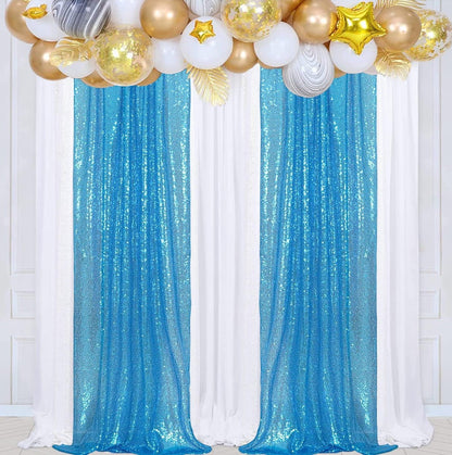 Poise3EHome Black Sequin Backdrop Curtains, 2 Panels 2FTx8FT Glitter Photo Booth Backdrop for Halloween Birthday Bachelorette Wednesday Twilight Party Decorations
