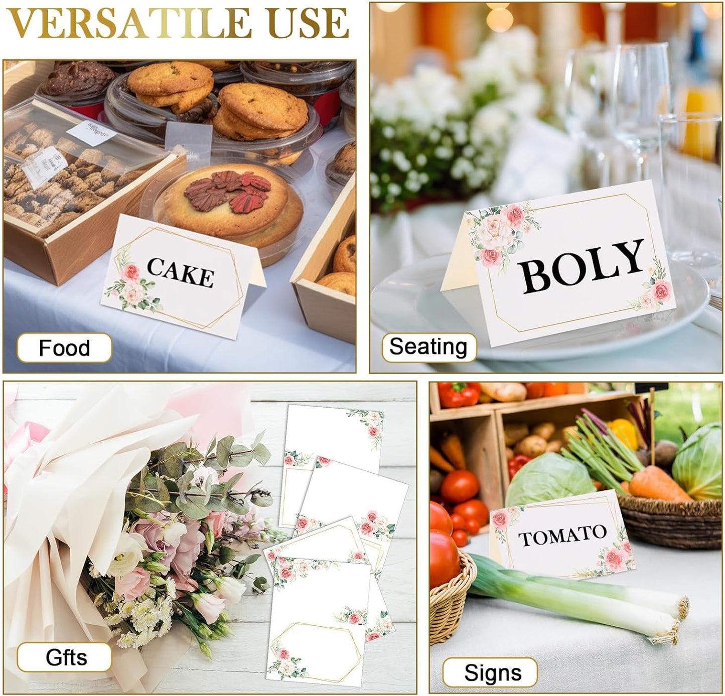 Honoson 48 Pcs Watercolor Greenery Place Cards for Table Setting 4.6 x 3 Inch Blank Fillable Seat Card Eucalyptus Tent Folding Name Card for Weddings, Parties, Banquets
