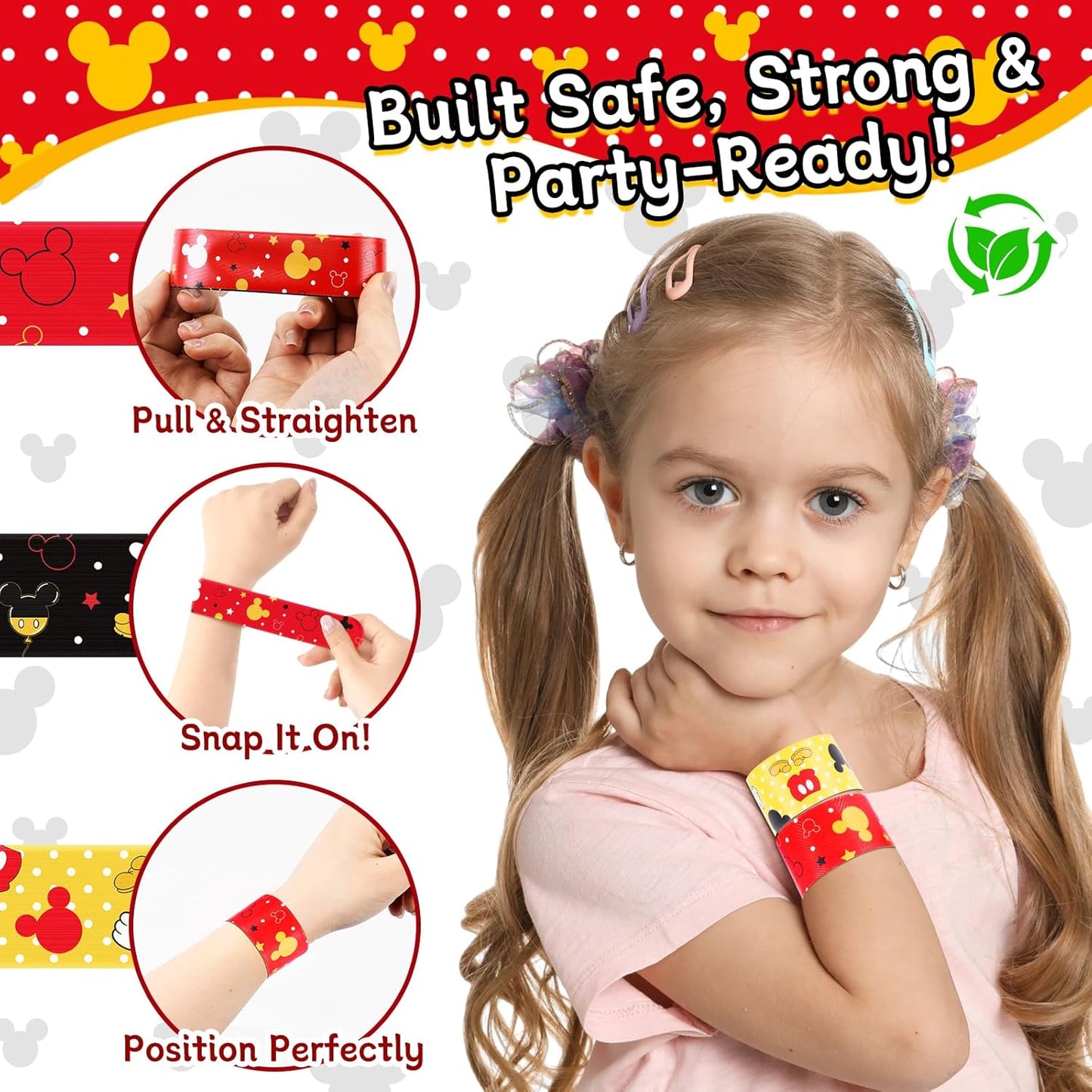 Cartoon Animation Slap Wristband, 24 Pack - Birthday Party Supplies, Cartoon Theme Bracelets Goodie Bag Fillers for Birthday & Theme Parties