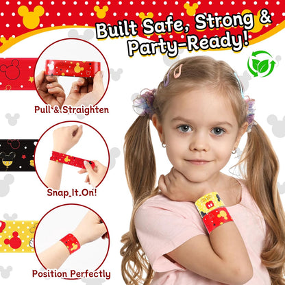 Cartoon Animation Slap Wristband, 24 Pack - Birthday Party Supplies, Cartoon Theme Bracelets Goodie Bag Fillers for Birthday & Theme Parties