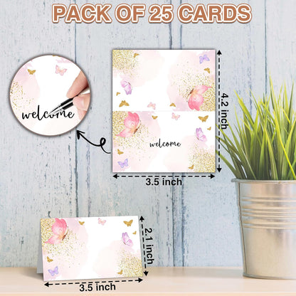 Dinosaur Table Place Cards - 25PCS Tent Cards - Tropical Dino Themed Food Lables - Name Place Cards for Table Setting - Name Cards for Birthday Party Baby Shower - Scored for Easy Folding -10