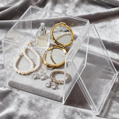 KissYou Acrylic Box Clear Boxes with Lid 12 Packs Small Candy Box Display Square Cube Wedding Graduation Party Decorations Jewlry Gift Box